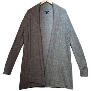 Land's End Womens Open Front Cardigan Sweater Knit Long Sleeve Size L 14-16 Gray